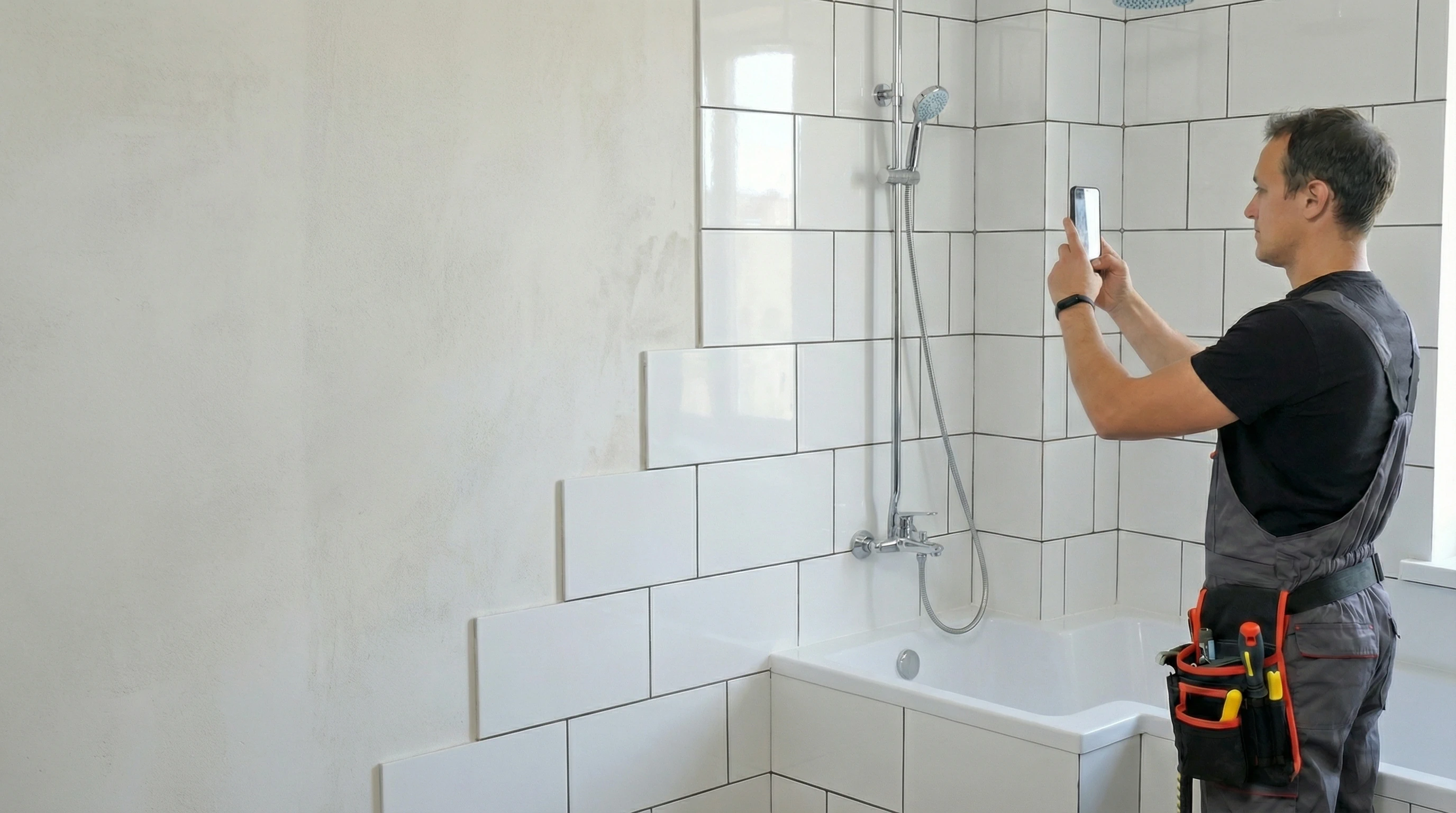 Worker taking photo on construction site